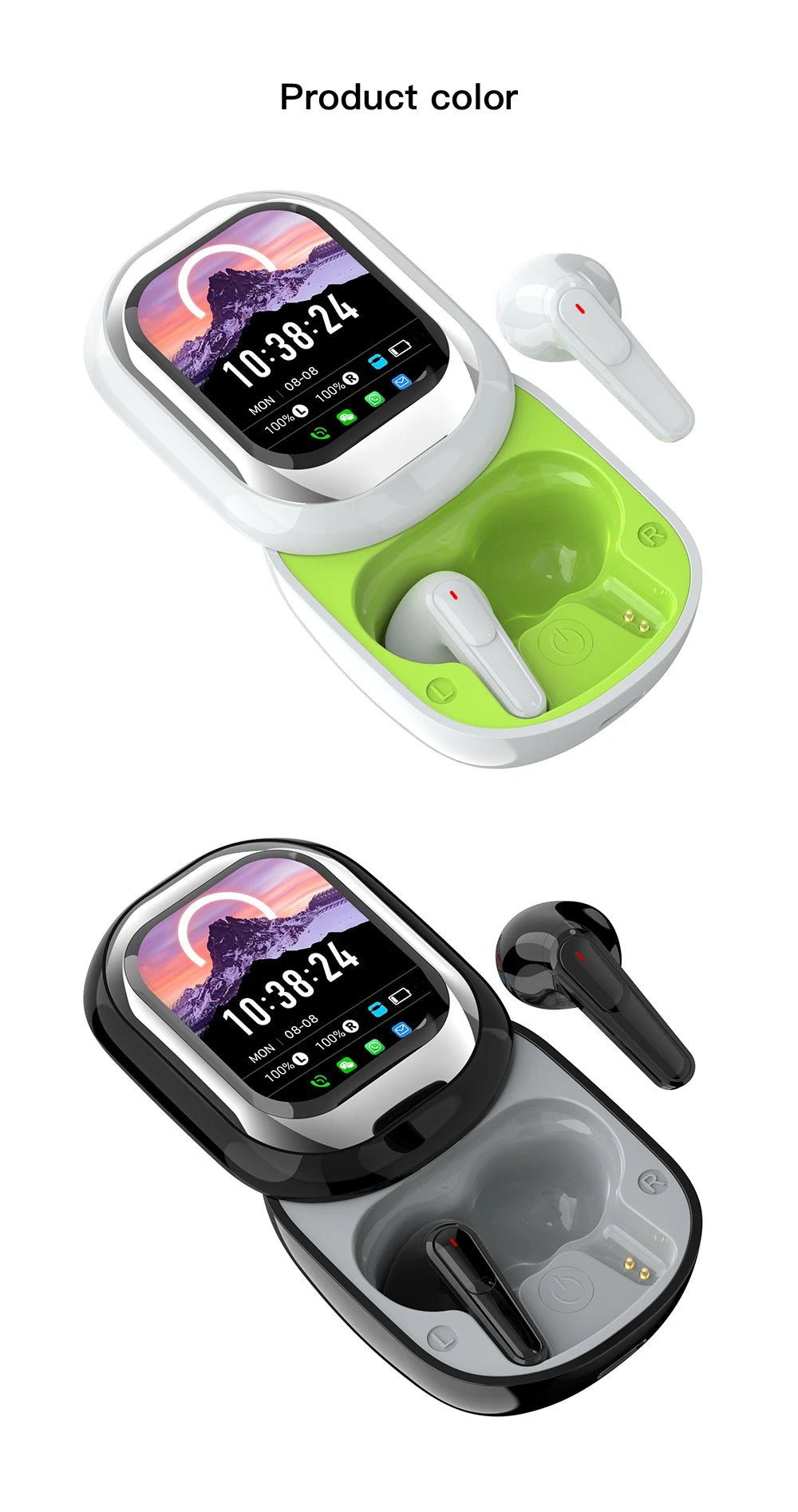 SE - ONE Smart LED TWS Earbuds – Touch Screen, Bluetooth 5.4, App Control, ENC Noise Cancellation, - Odopa Smart Shop