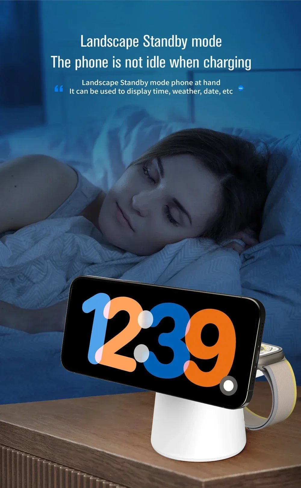 Wireless 3 in 1 Magnetic Fast Charger Stand For Magsafe iPhone 15 14 13 12 Pro Max Airpods IWatch 9 8 7 6 - Odopa Smart Shop