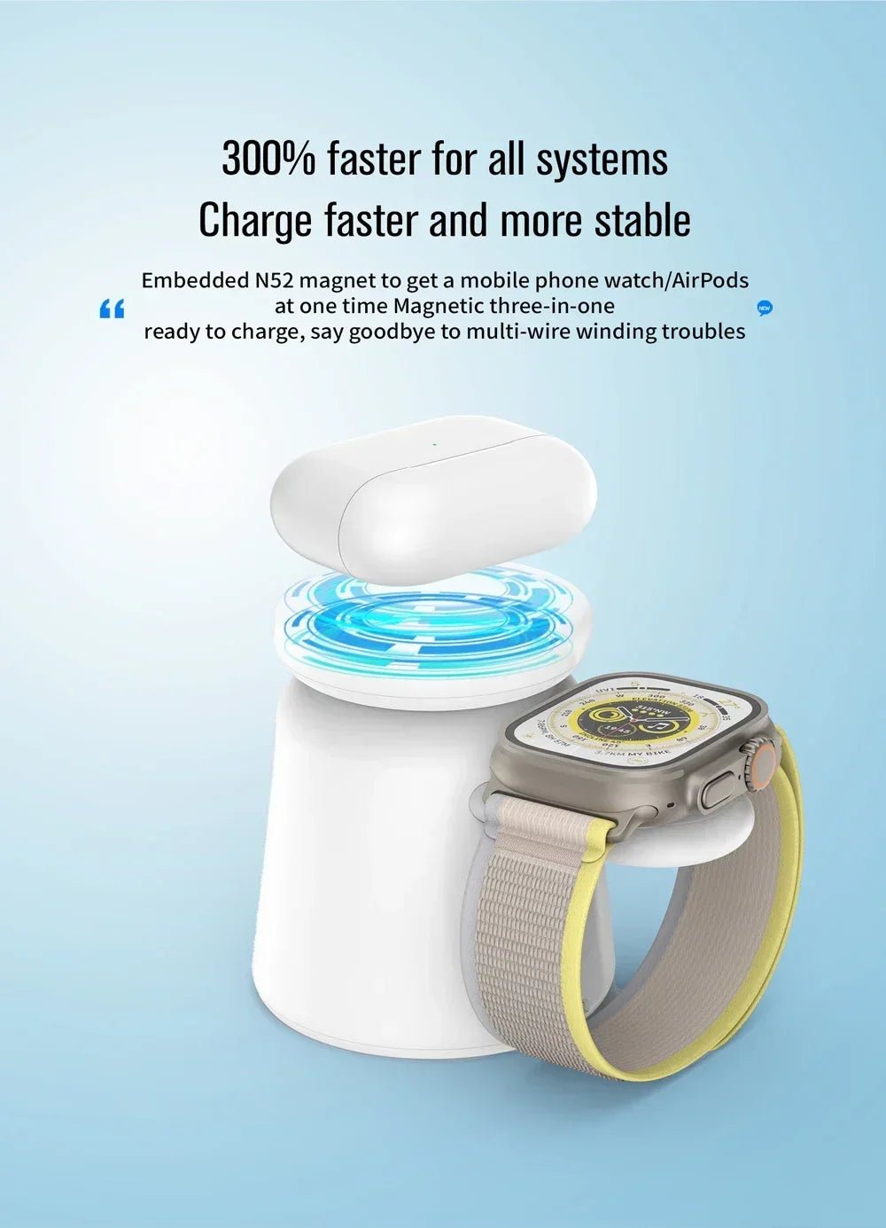 Wireless 3 in 1 Magnetic Fast Charger Stand For Magsafe iPhone 15 14 13 12 Pro Max Airpods IWatch 9 8 7 6 - Odopa Smart Shop